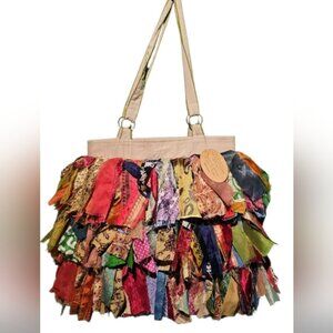 Vintage Fringe Fabric NWT Boho Multicolor  Tote Bag Handmade